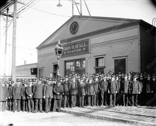 Boston Elevated Railway Co. Employees at Grove Hall Circa 1890s