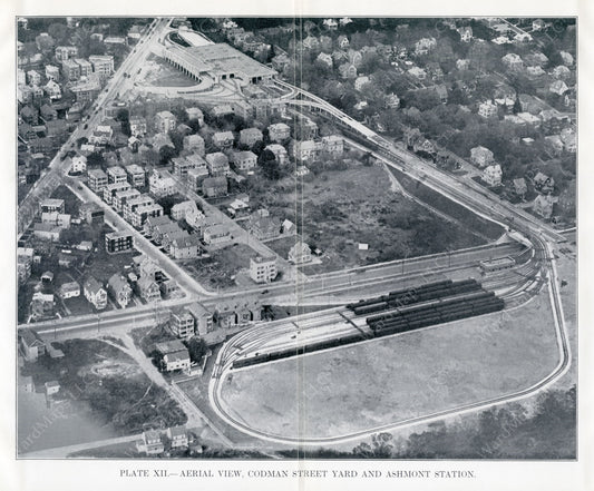 BTD Annual Report 1928 Plate 12: Aerial view of Codman Yard and Ashmont Station