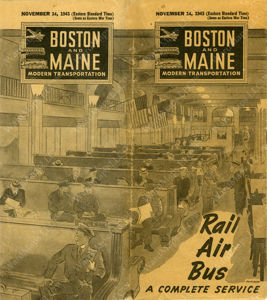 Boston & Maine Railroad Timetable Cover, November 14, 1943
