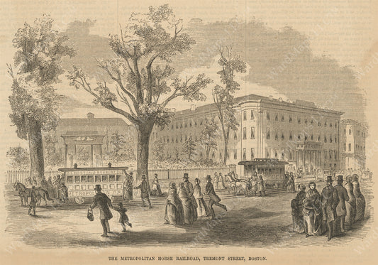 Horsecars on Tremont Street, Boston, Massachusetts 1856