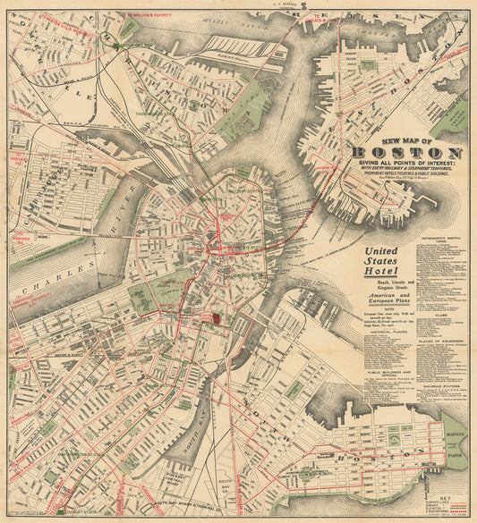 Vest Pocket Map of Boston, Massachusetts 1905