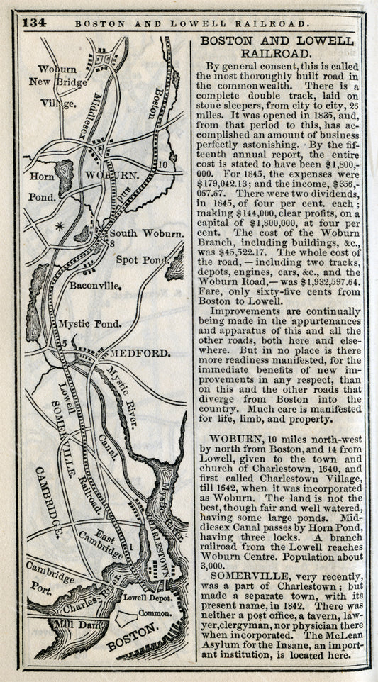 Boston & Lowell Railroad Map 1847