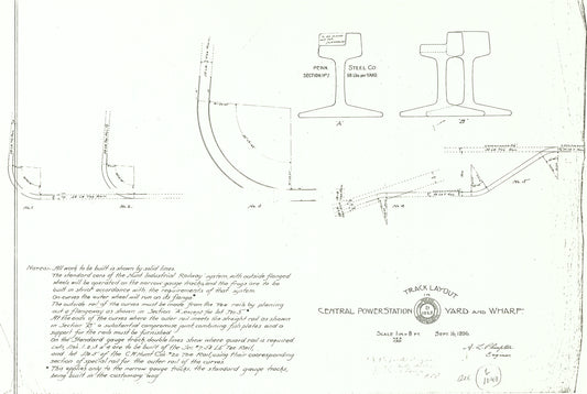 Central Power Station, South End, Boston, Massachusetts 1896: Track Layout in Yard and Wharf