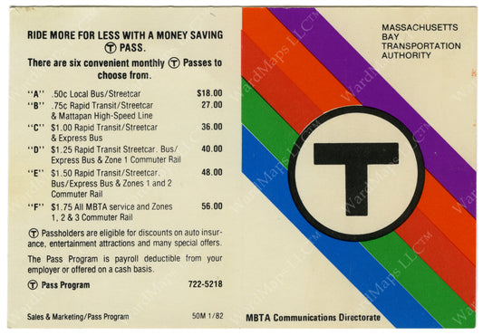MBTA Folding Pocket Map (Side A) 1982