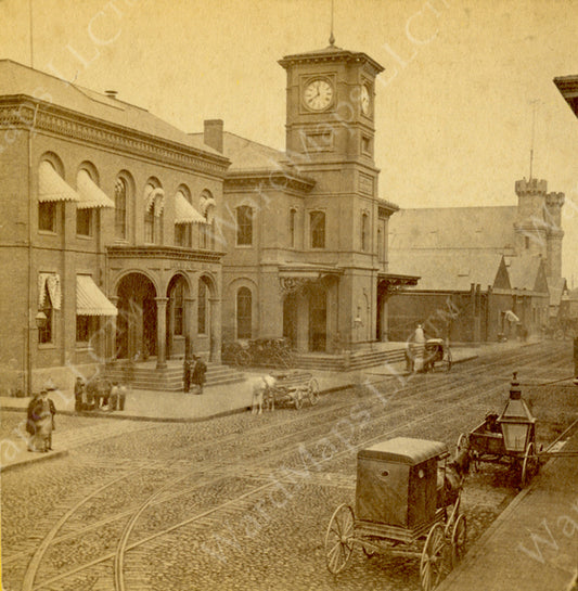 Railroad Depots on Causeway Street, Boston, Massachusetts Circa 1868