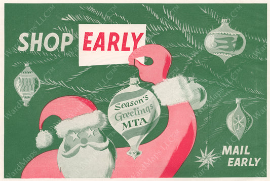 MTA Christmas Shopping Advertisement Graphic 1952