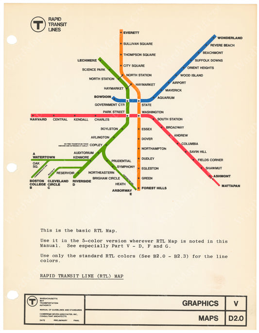 MBTA Rapid Transit Lines Map Master Sheet 1966