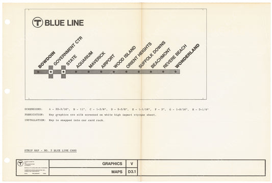 MBTA Line Map Master Sheet 1966: Blue Line