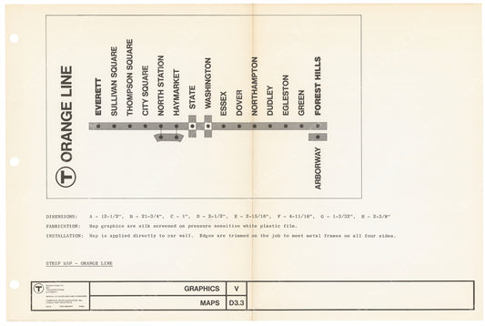 MBTA Line Map Master Sheet 1966: Orange Line
