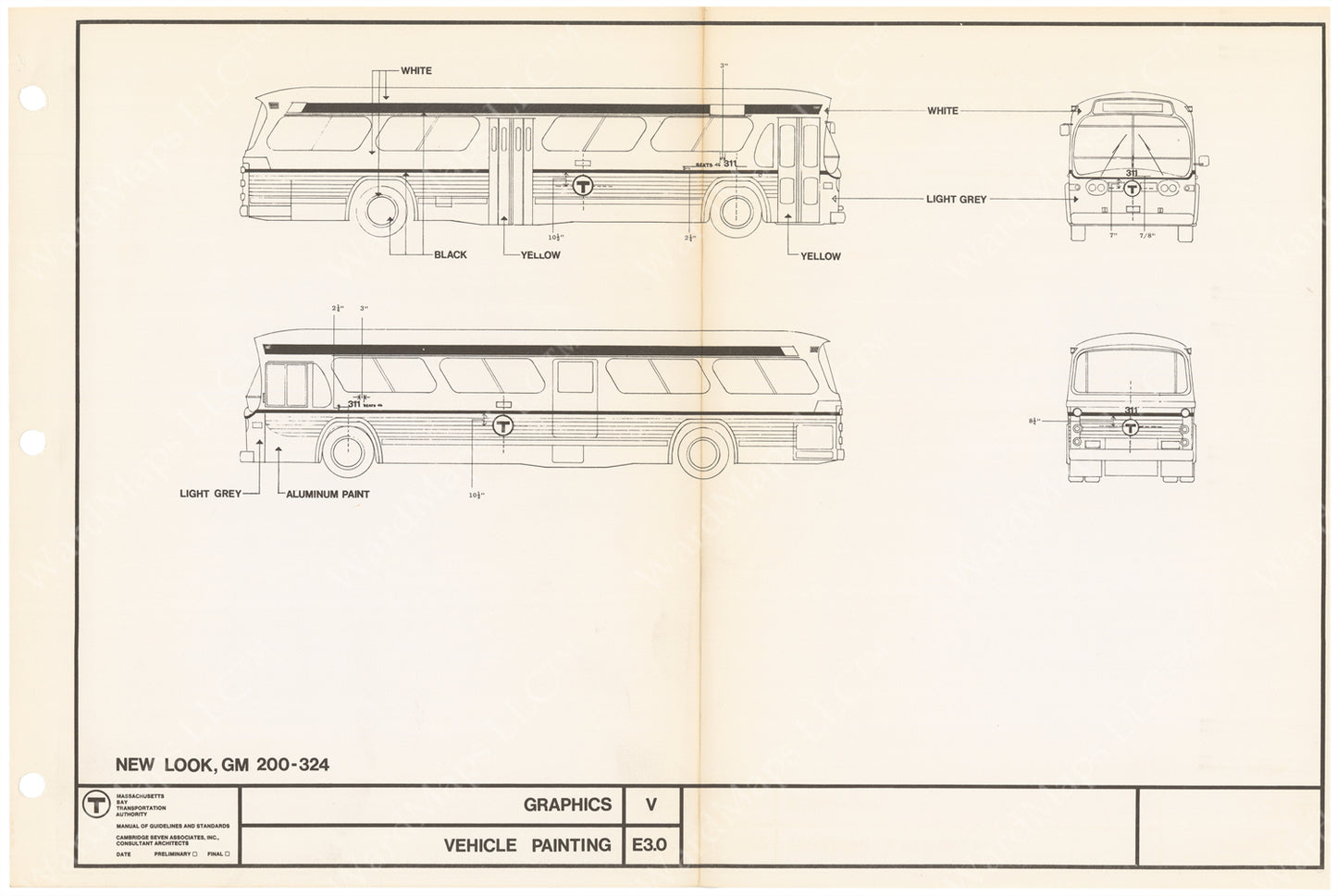 MBTA Vehicle Painting Diagrams for Buses 1966
