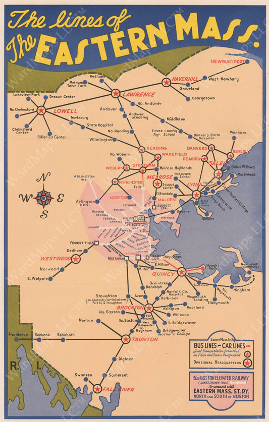 Lines of the Eastern Mass. Street Railway 1945