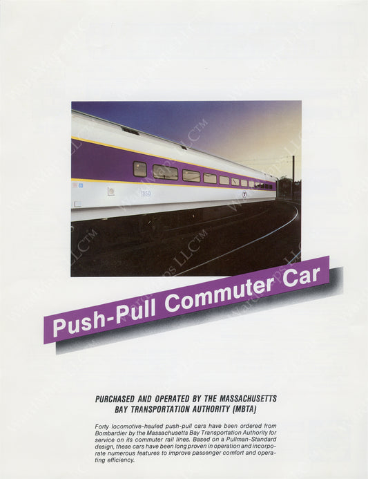 MBTA 600-series Push-Pull Commuter Car Brochure (Side A) Circa 1989