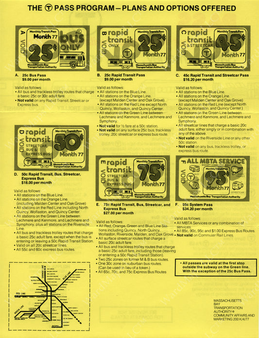 MBTA Pass Pamphlet (Side B) 1977