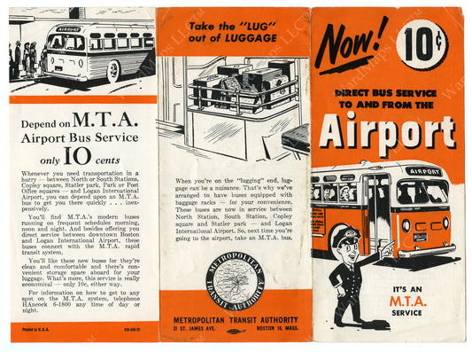 MTA Airport Bus Service Brochure (Side A) Circa 1948