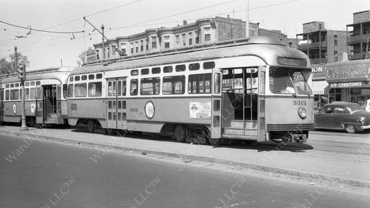 MTA PCC Car #3313 at Cleveland Circle, May 20, 1955