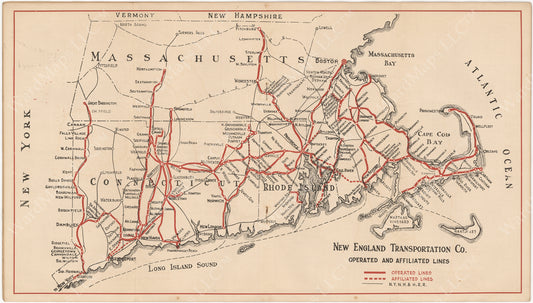 New England Transportation Co. Brochure Map 1927