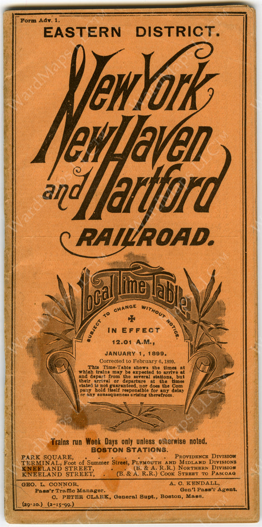 New Haven Railroad Eastern District Timetable Cover 1899