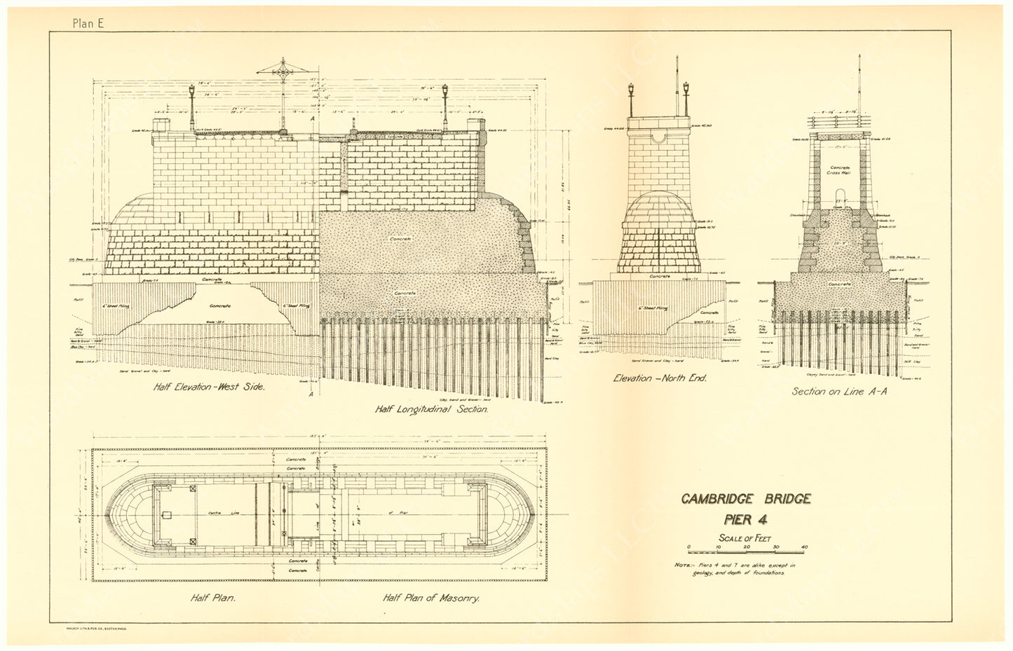 Cambridge Bridge Commission Report 1909 Plan E: Pier 4