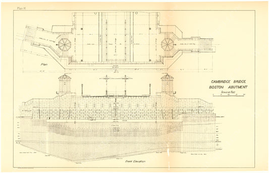 Cambridge Bridge Commission Report 1909 Plan H: Boston Abutment