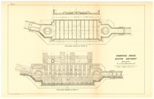 Cambridge Bridge Commission Report 1909 Plan I: Boston Abutment