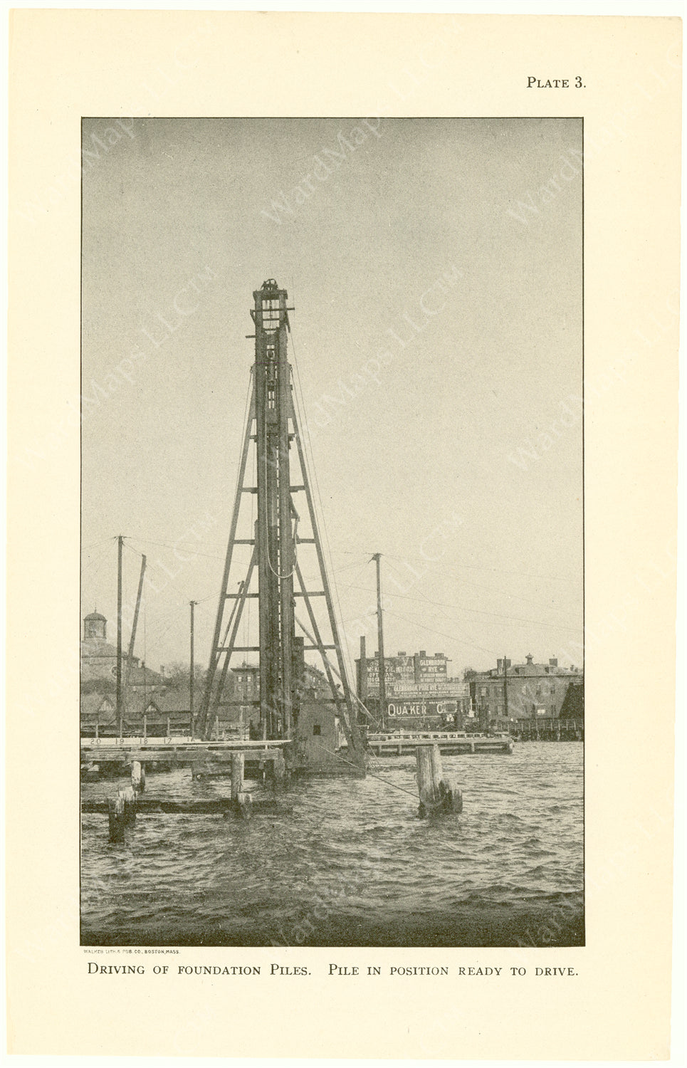 Cambridge Bridge Commission Report 1909 Plate 03: Driving Foundation Piles