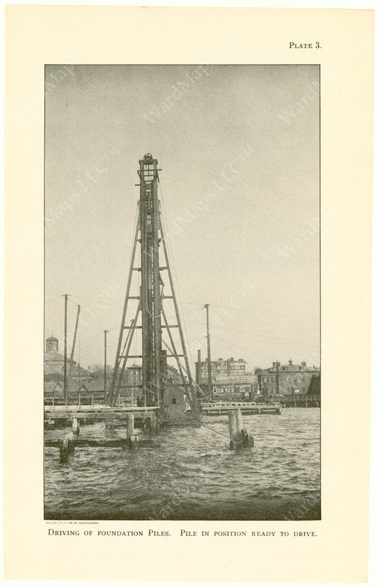 Cambridge Bridge Commission Report 1909 Plate 03: Driving Foundation Piles