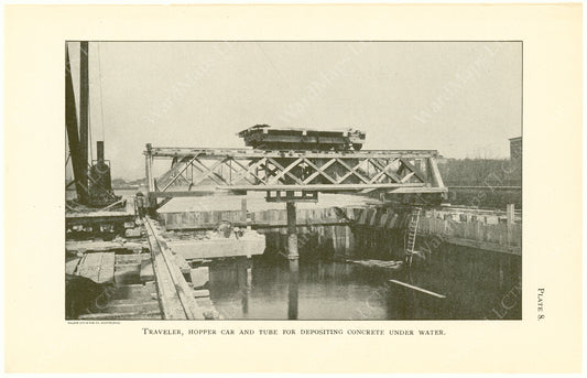 Cambridge Bridge Commission Report 1909 Plate 08: Traveler, Hopper Car, and Tube