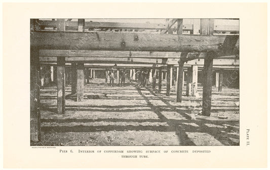 Cambridge Bridge Commission Report 1909 Plate 11: Pier 6 Interior of Cofferdam