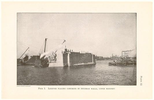 Cambridge Bridge Commission Report 1909 Plate 12: Pier 5 Placing of Concrete