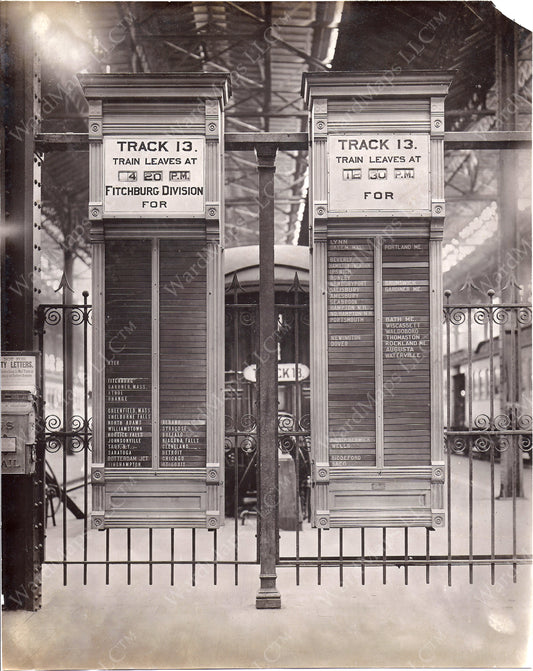Boston (North) Union Station Track 13 Departure Boards 1914