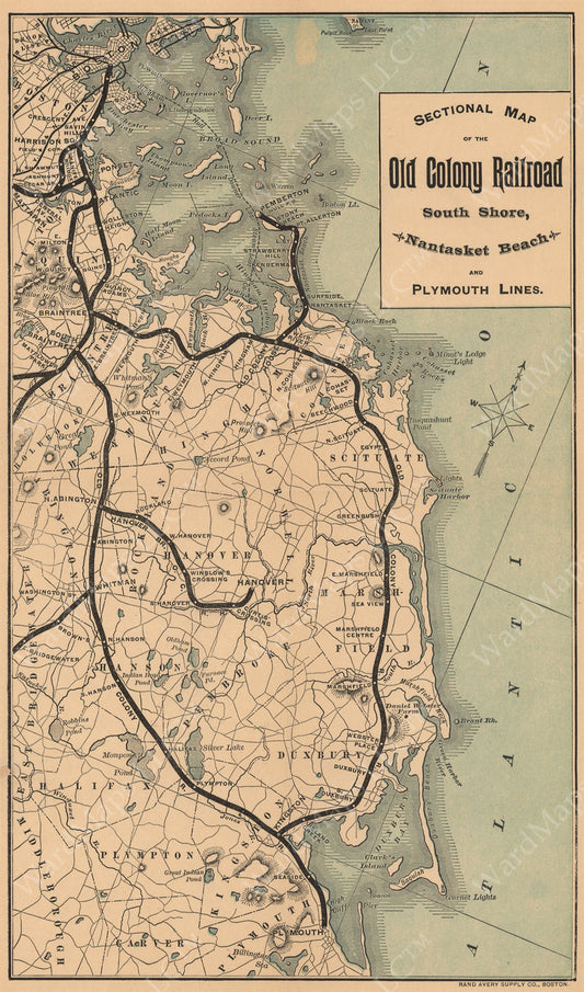 Old Colony Railroad South Shore Map 1888