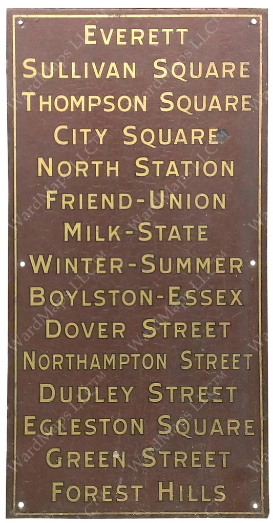 Order of Main Line Stations Sign Circa 1920