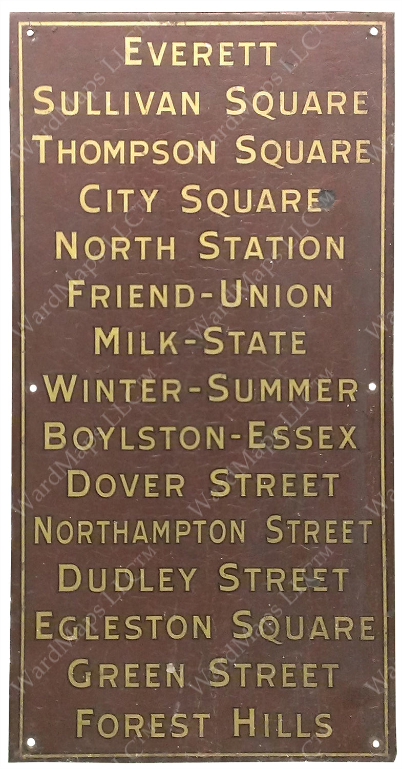 Order of Main Line Stations Sign Circa 1920