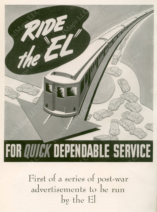Boston "Ride the EL for Quick Dependable Service" Print Ad 1946