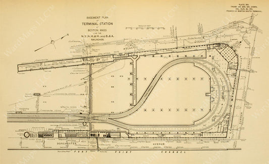 South Station Basement Plan, Boston, Massachusetts Circa 1900