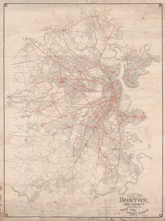 West End Street Railway Co. System Map 1891