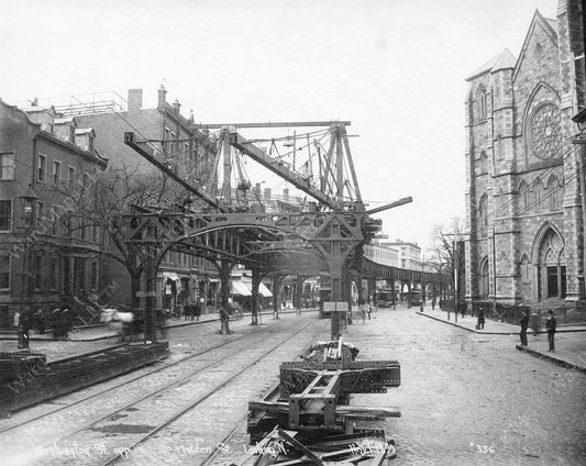 Erecting the Washington Street Elevated, Boston's South End, November 1, 1899