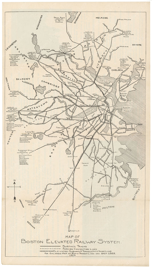 Boston Elevated Railway Guide Map 1924