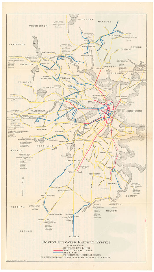 Boston Elevated Railway Guide Map 1926