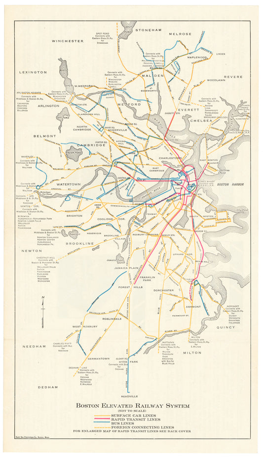 Boston Elevated Railway Guide Map 1927