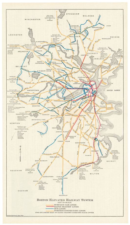 Boston Elevated Railway Guide Map 1928