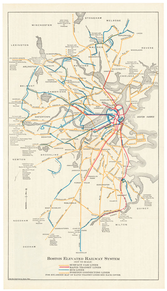 Boston Elevated Railway Guide Map 1928