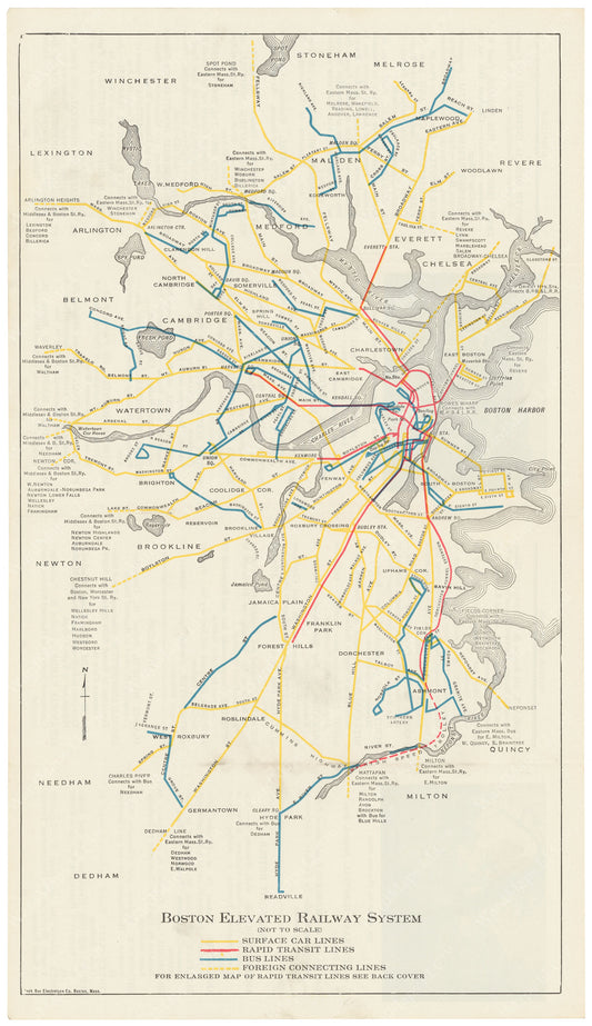 Boston Elevated Railway Guide Map 1930