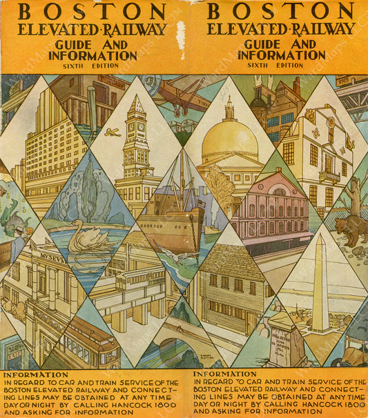 Boston Elevated Railway Co. Guide and Information Cover, Sixth Ed., 1930