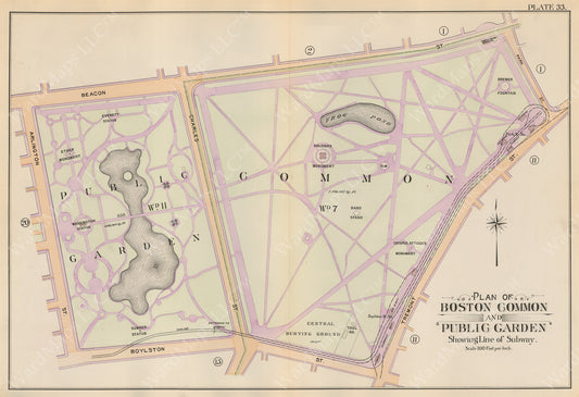 Plan of Boston Common and Public Garden, Boston 1898
