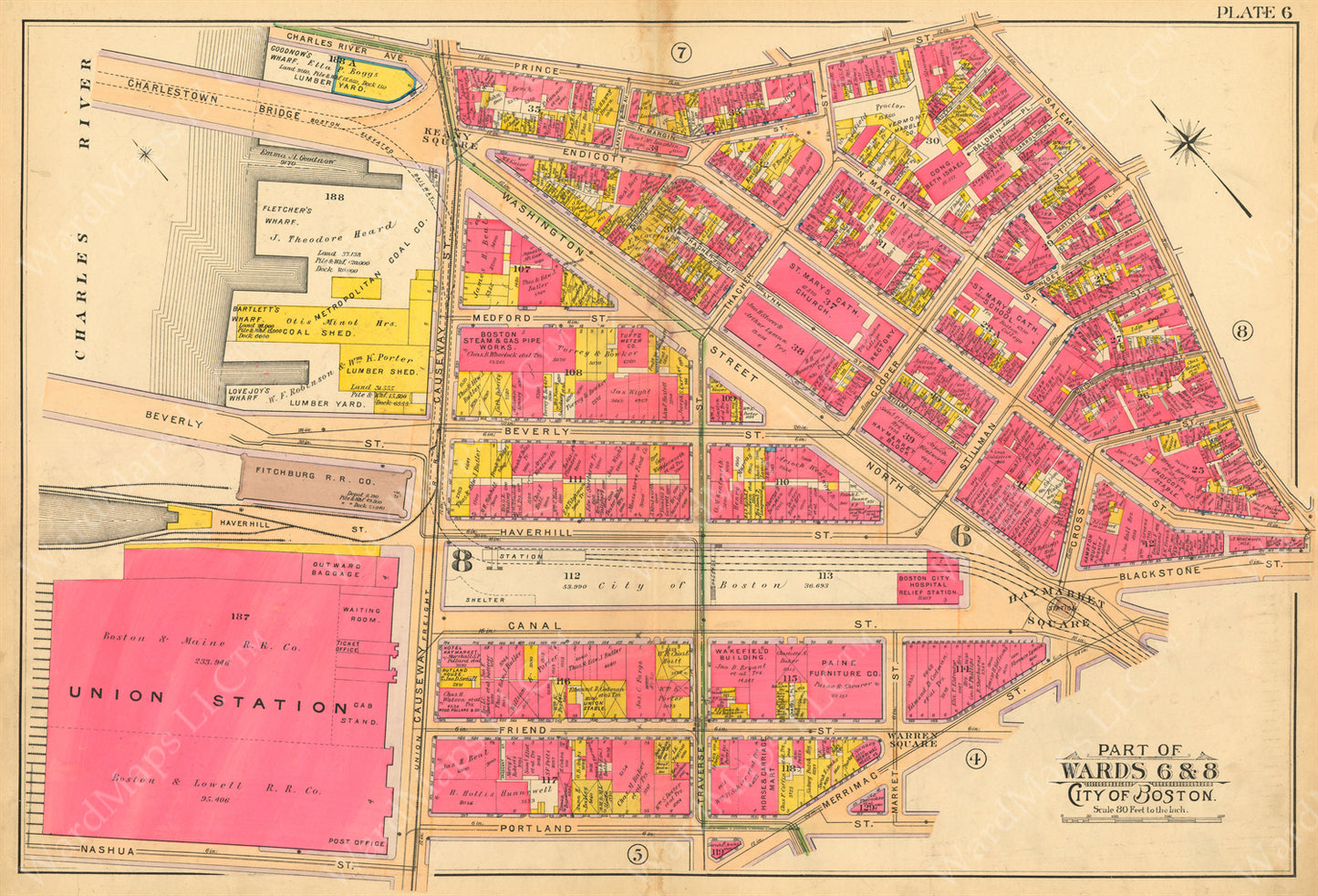 Boston, Massachusetts 1902 Plate 6: Rapid Transit at Causeway Street