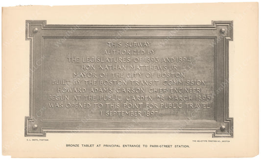 BTC Annual Report 04, 1898: Subway Bronze Tablet