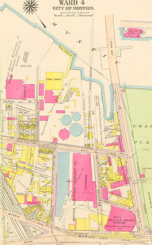 Transit Infrastructure at Sullivan Square, Charlestown, Massachusetts 1912