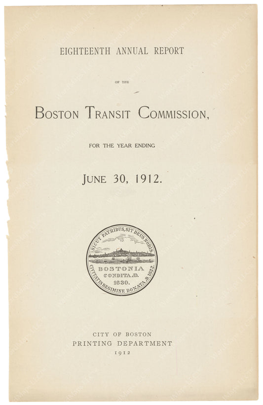 BTC Annual Report 18, 1912: Title Page