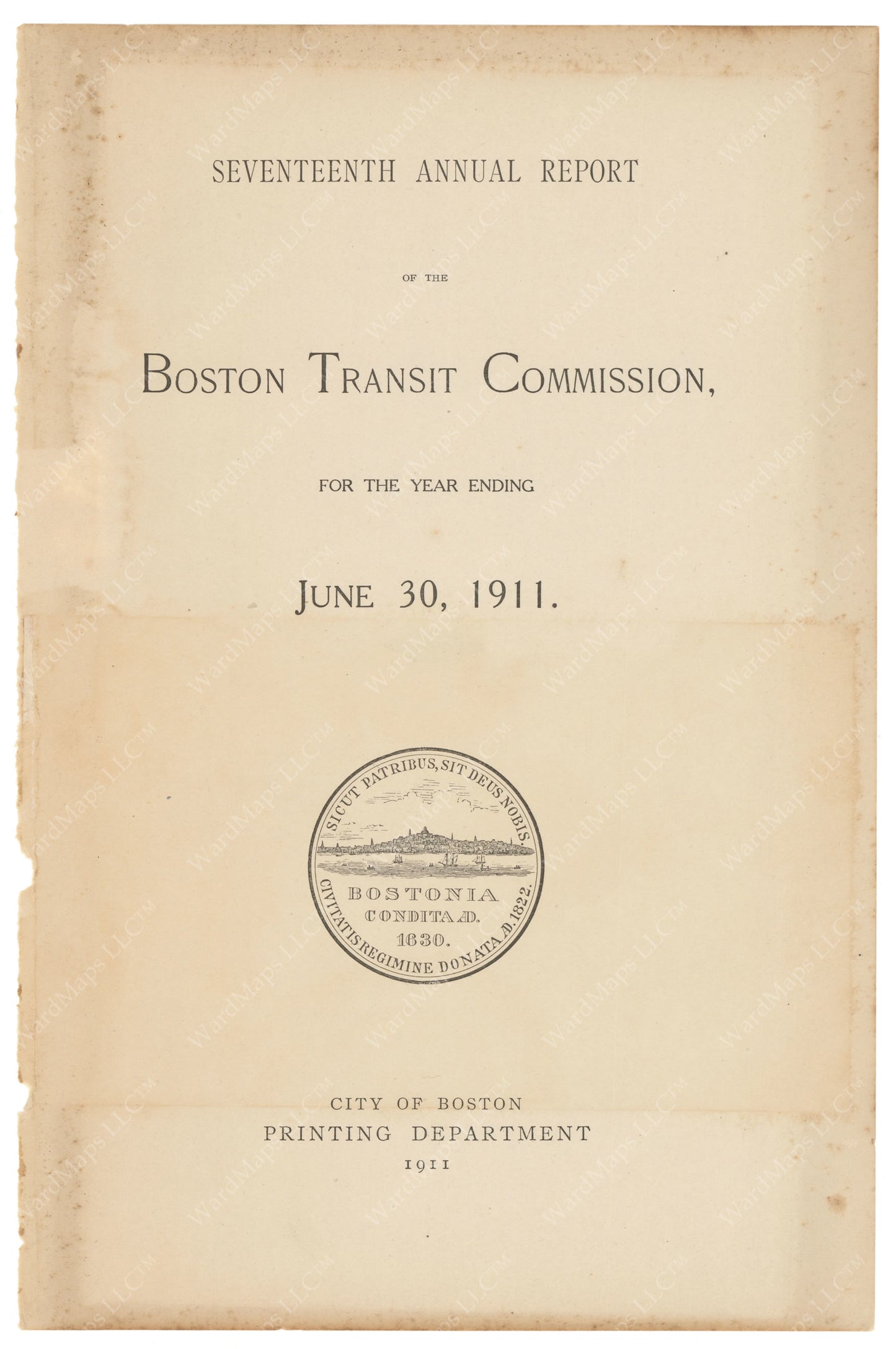 BTC Annual Report 17, 1911: Title Page